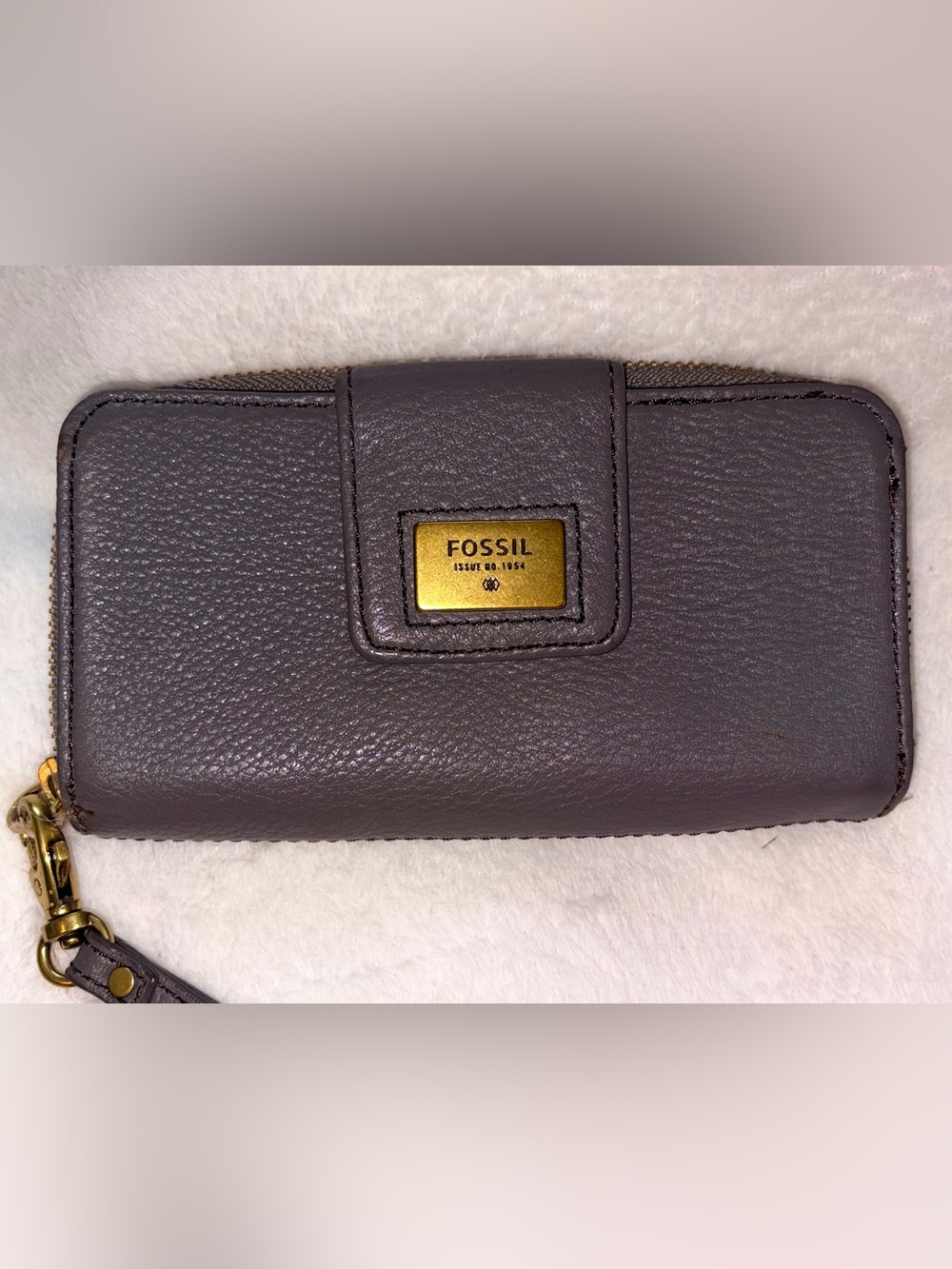 Fossil Grey Leather Zip Around Wallet